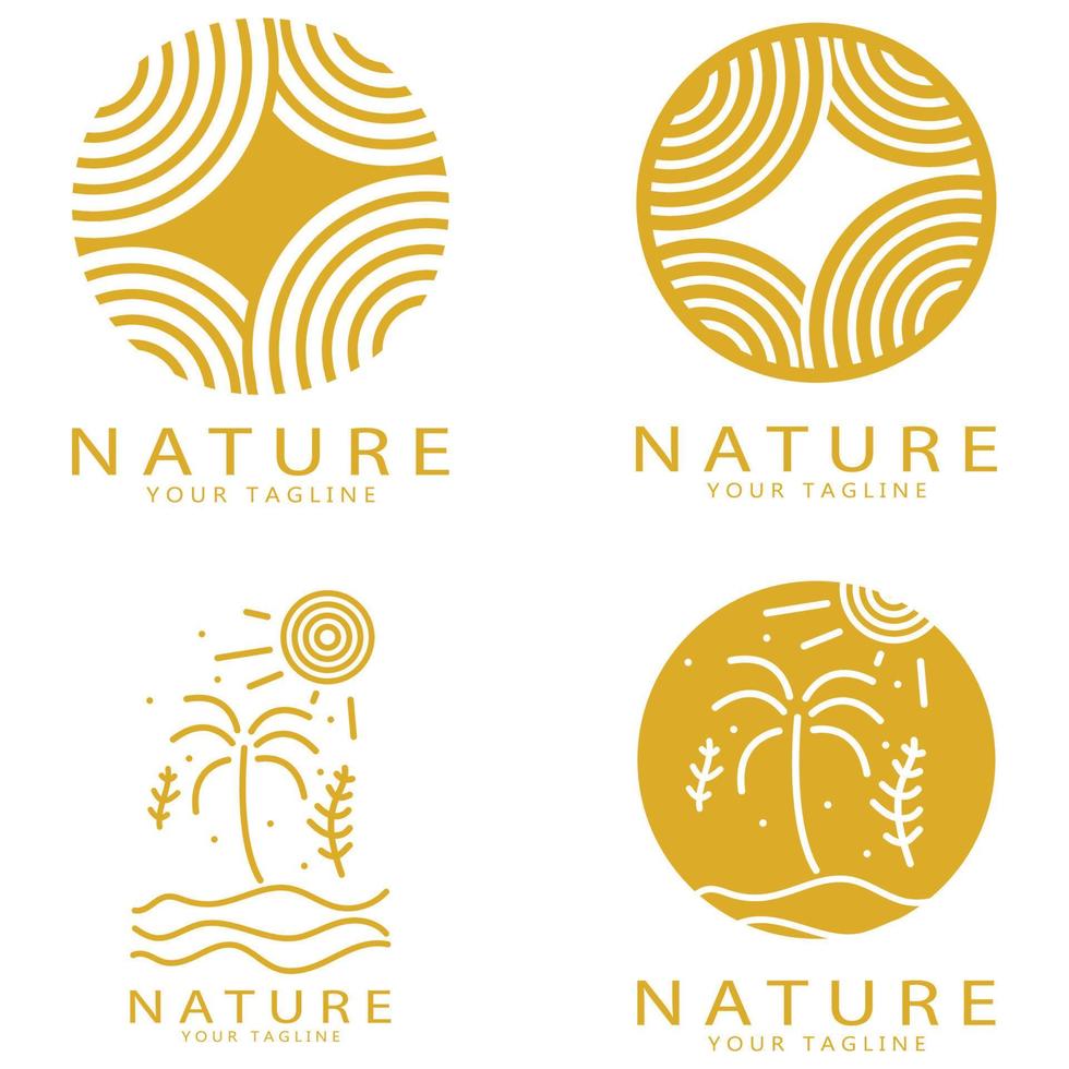 natura vettore logo. con alberi, fiumi, mari, montagne, attività commerciale emblemi, viaggio distintivi, ,ecologico Salute