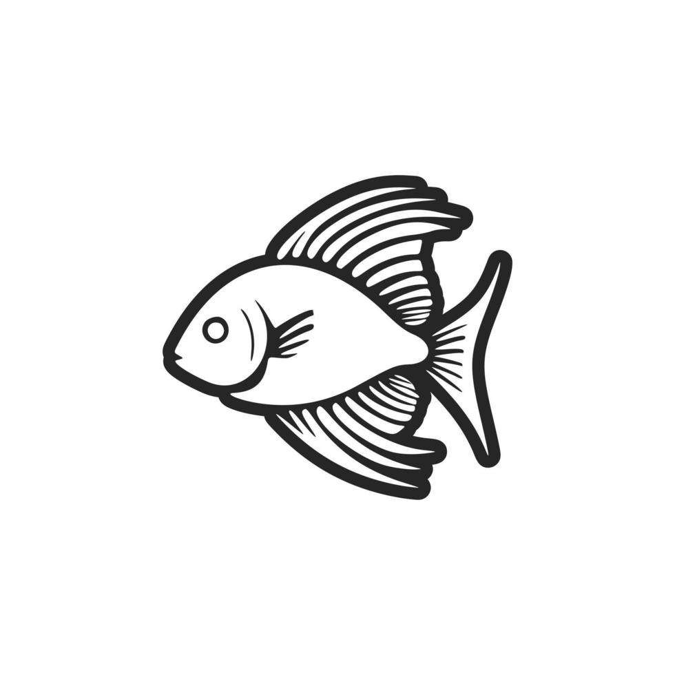 nero e bianca vettore pesce logo.