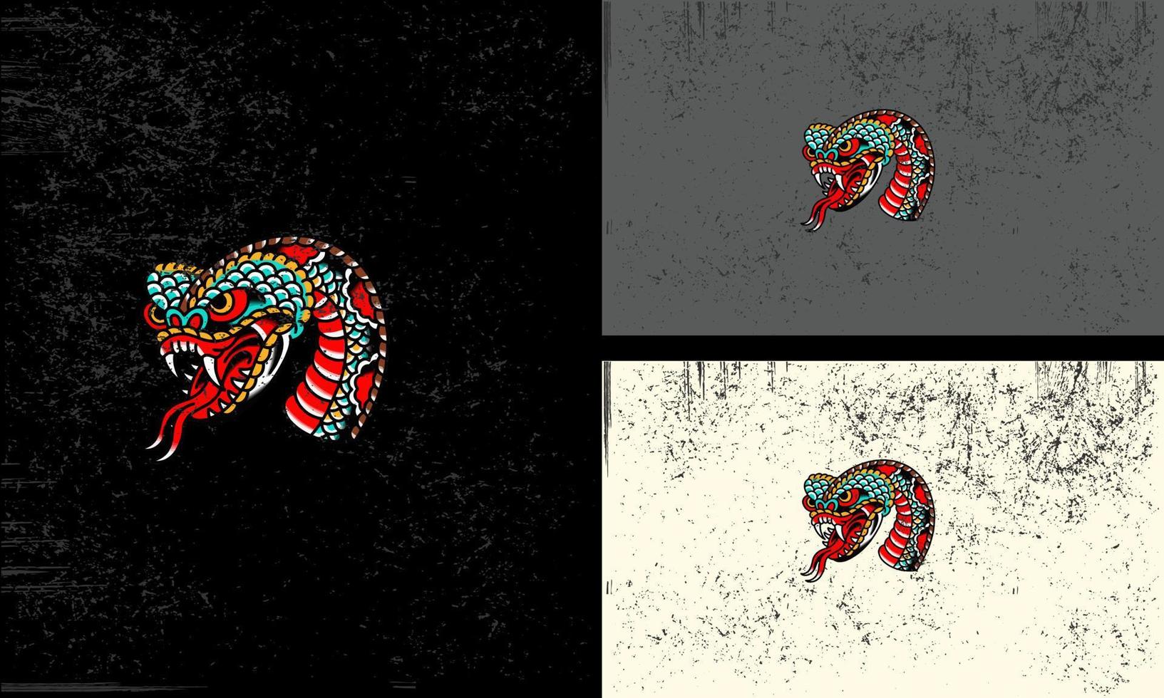 testa rosso grande serpente vettore illustrazione portafortuna design