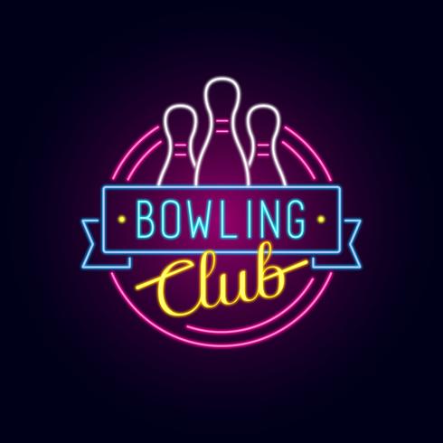 Segno di bowling al neon vettore