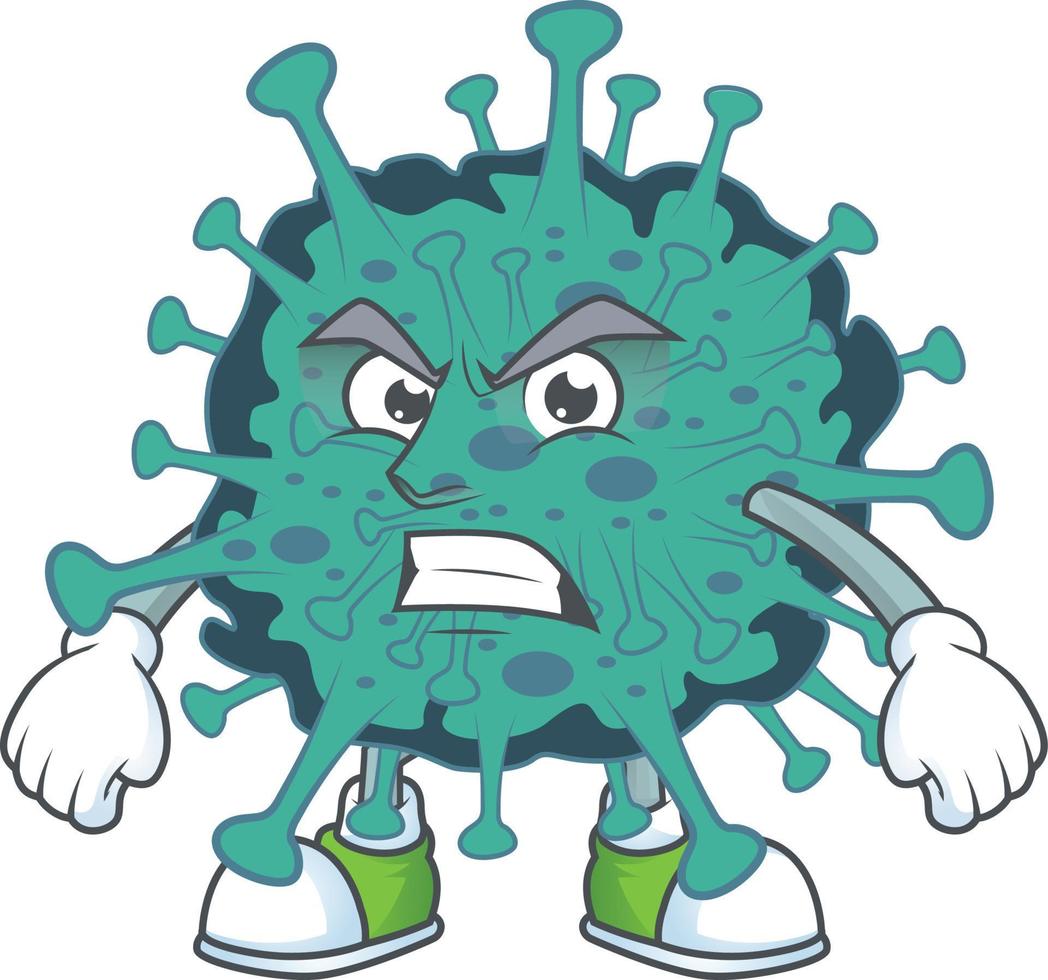 un' cartone animato personaggio di critico coronavirus vettore