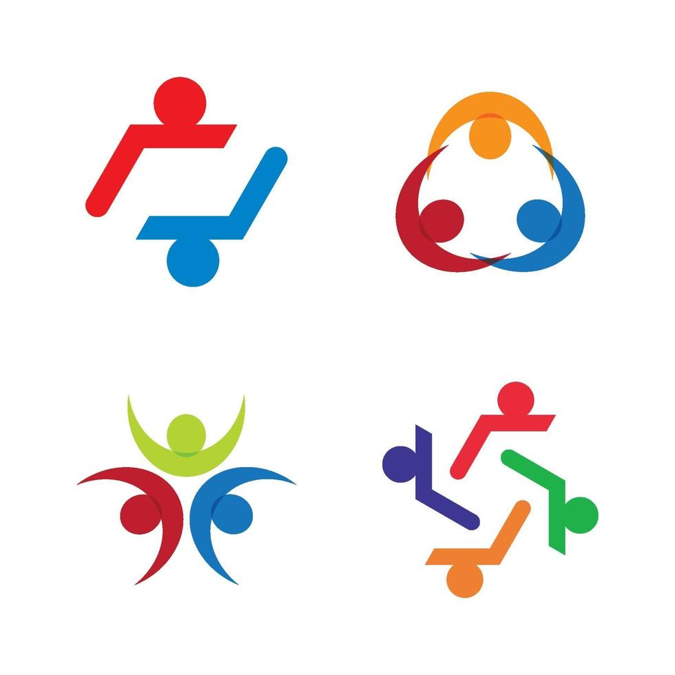 insieme di progettazione delle immagini del logo di cura della comunità vettore