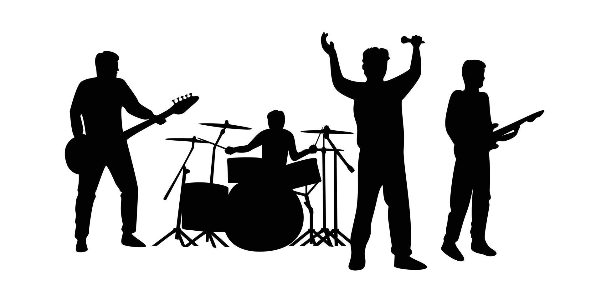 gruppo musicale silhouette design. musica concerto vettore illustrazione.