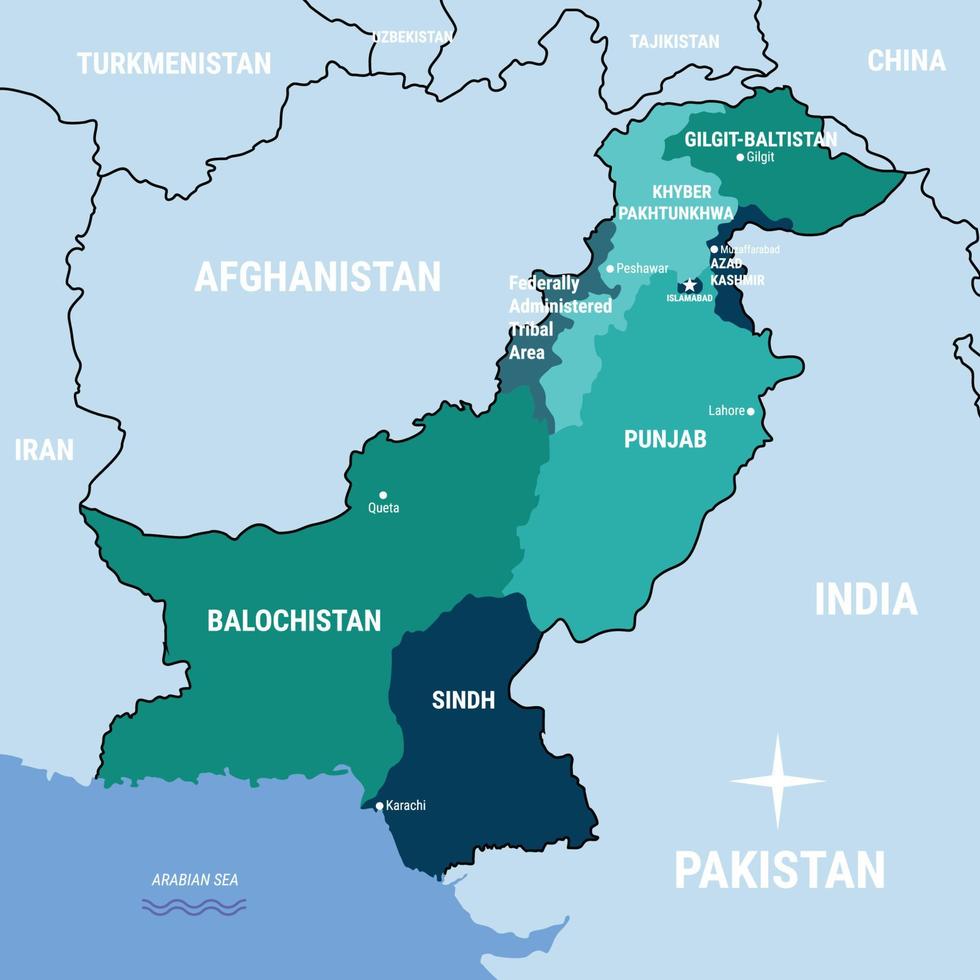 Pakistan nazione carta geografica vettore