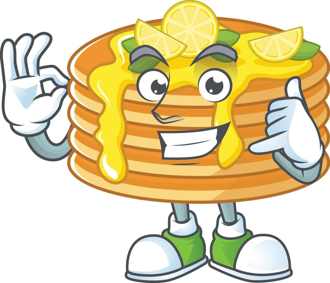 Limone crema pancake cartone animato personaggio vettore