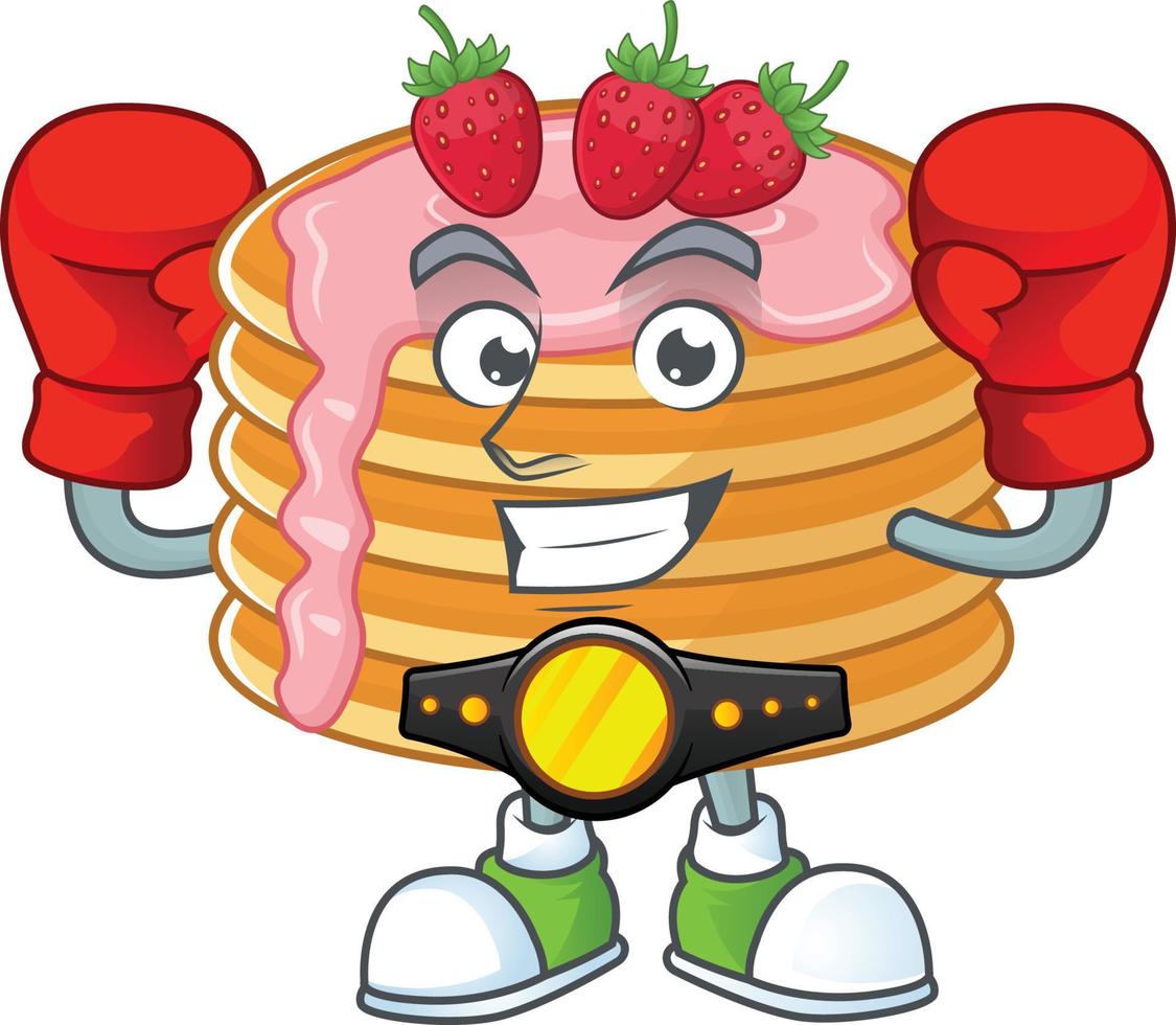 fragola crema pancake cartone animato personaggio vettore