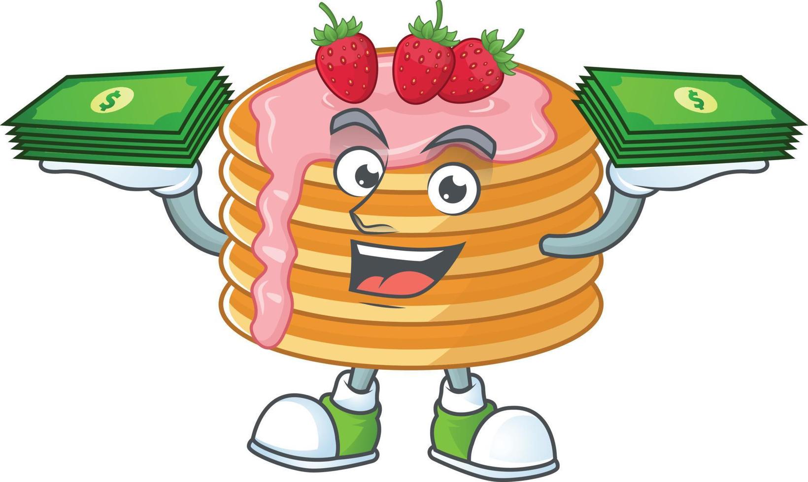 fragola crema pancake cartone animato personaggio vettore