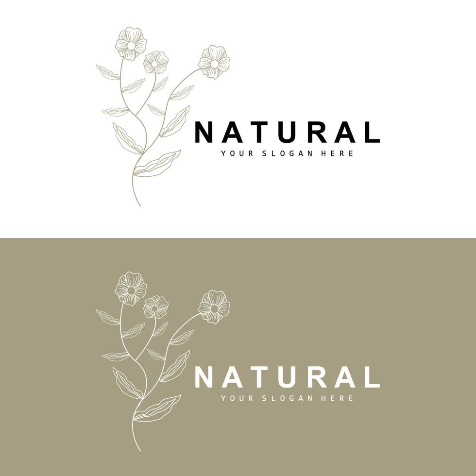 semplice botanico foglia e fiore logo, vettore naturale linea stile, decorazione disegno, striscione, volantino, nozze invito, e Prodotto il branding