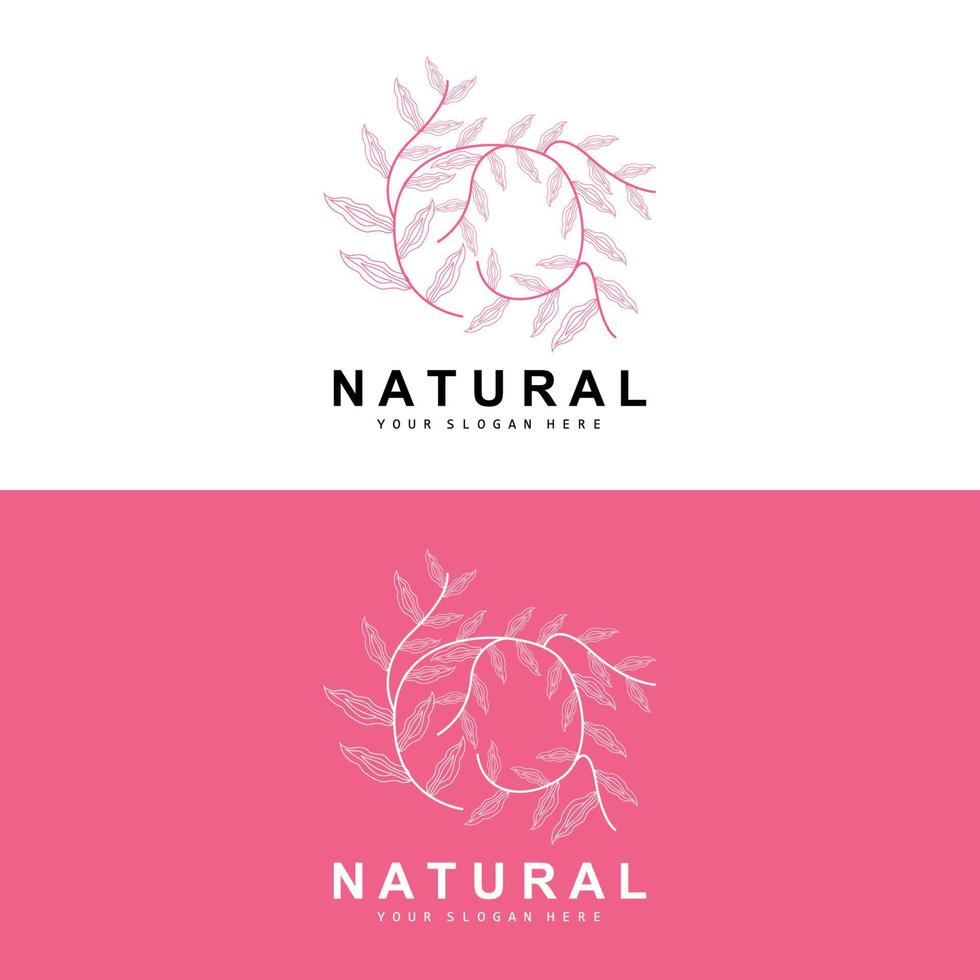 semplice botanico foglia e fiore logo, vettore naturale linea stile, decorazione disegno, striscione, volantino, nozze invito, e Prodotto il branding