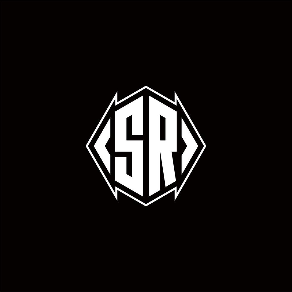 sr logo monogramma con scudo forma disegni modello vettore