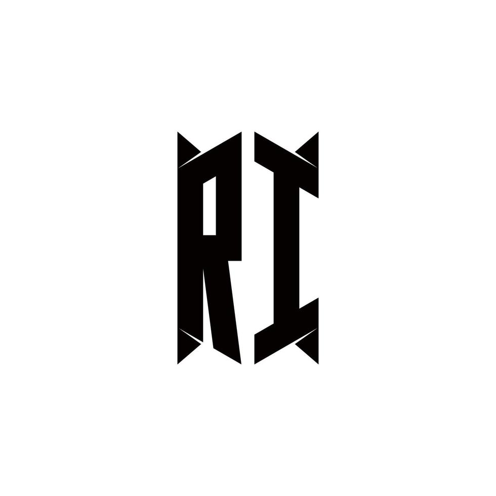 RI logo monogramma con scudo forma disegni modello vettore