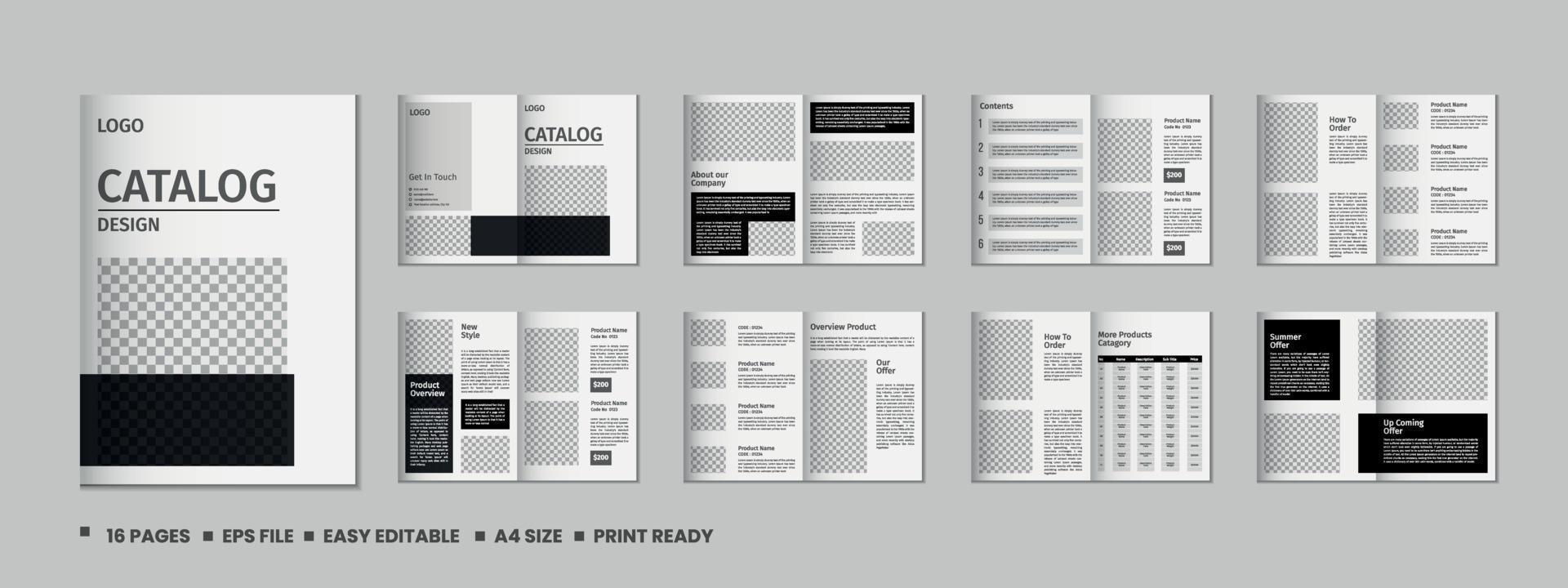 professionale Prodotto Catalogare modello disegno, azienda Prodotto Catalogare modello, minimalista 16 pagine Prodotto opuscolo modello design vettore