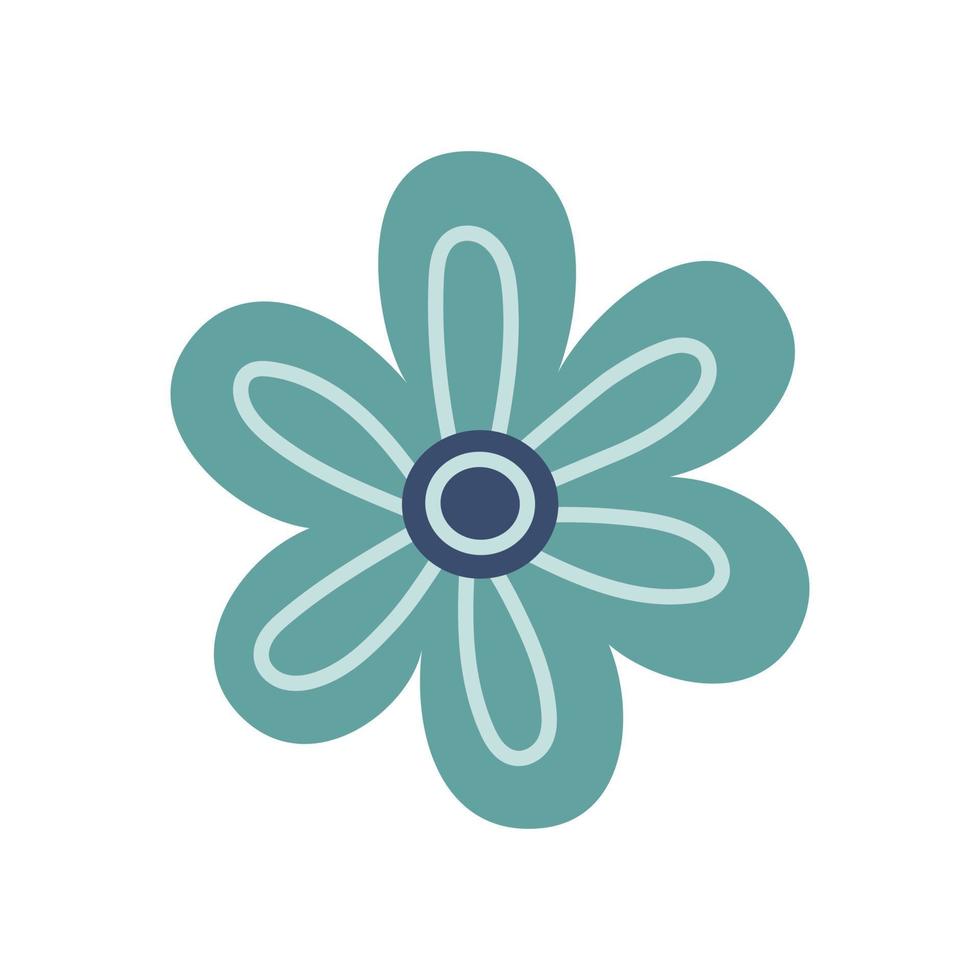 vettore illustrazione di semplice astratto fiore. blu fiore nel piatto design. fiorire fiore nel acquamarina colore. primavera botanico illustrazione. scandinavo clipart.