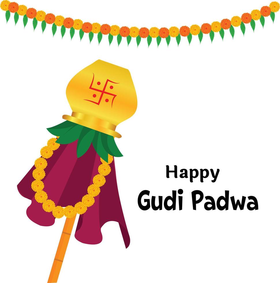 contento Gudi Padwa Maharashtra nuovo anno Festival vettore illustrazione