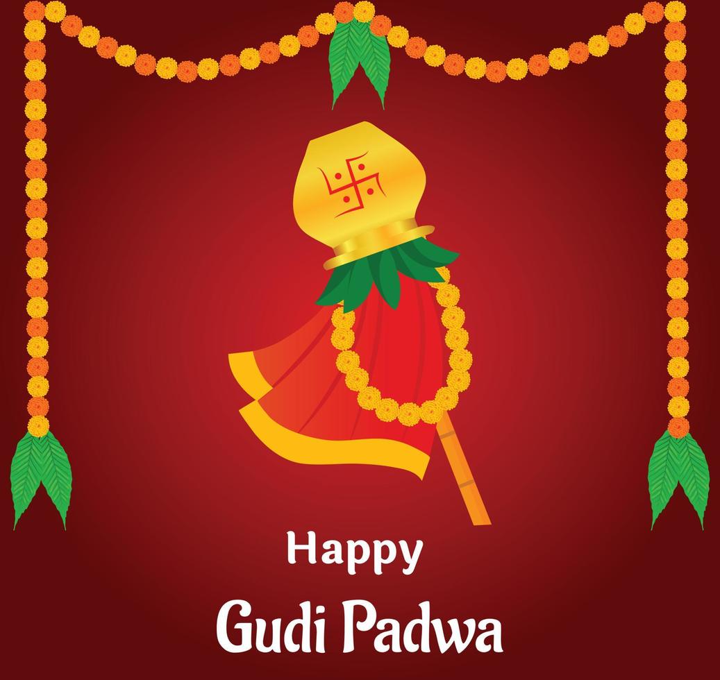 contento Gudi Padwa Maharashtra nuovo anno Festival vettore illustrazione