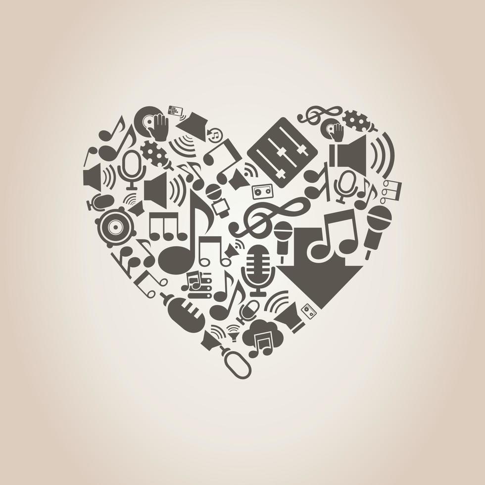 cuore raccolto a partire dal musicale Appunti vettore