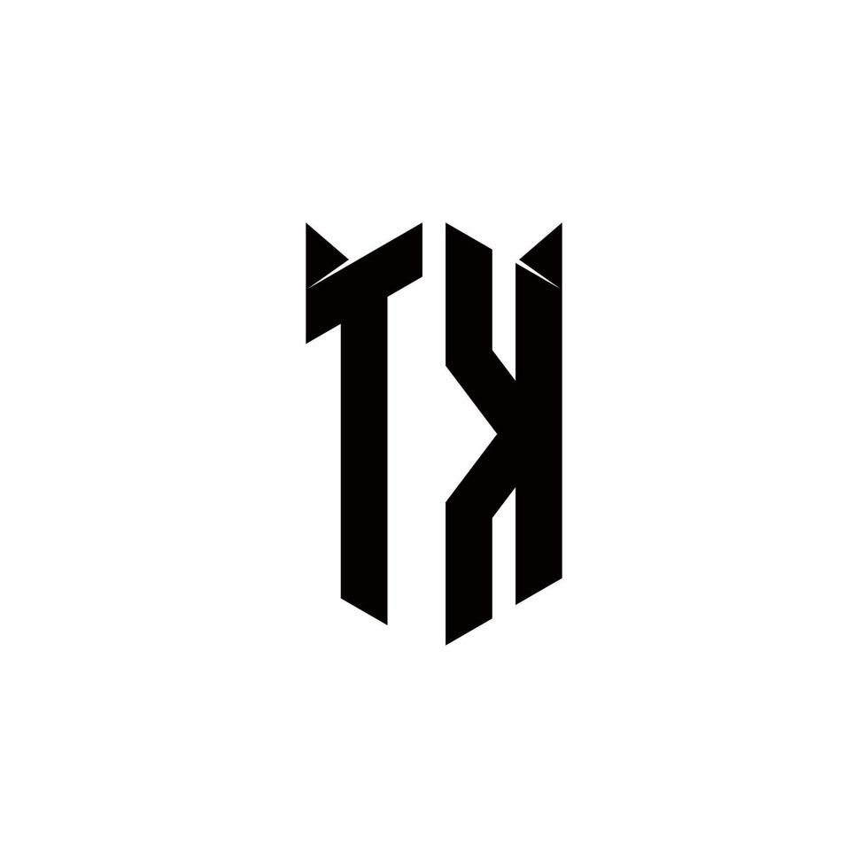 tk logo monogramma con scudo forma disegni modello vettore