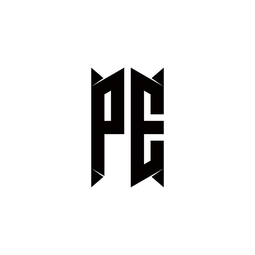 pe logo monogramma con scudo forma disegni modello vettore