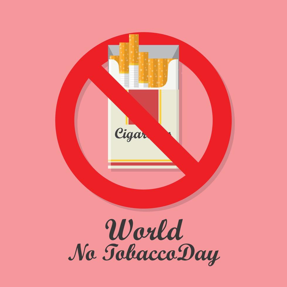 mondo no tabacco giorno con sigarette imballare divieto cartello vettore