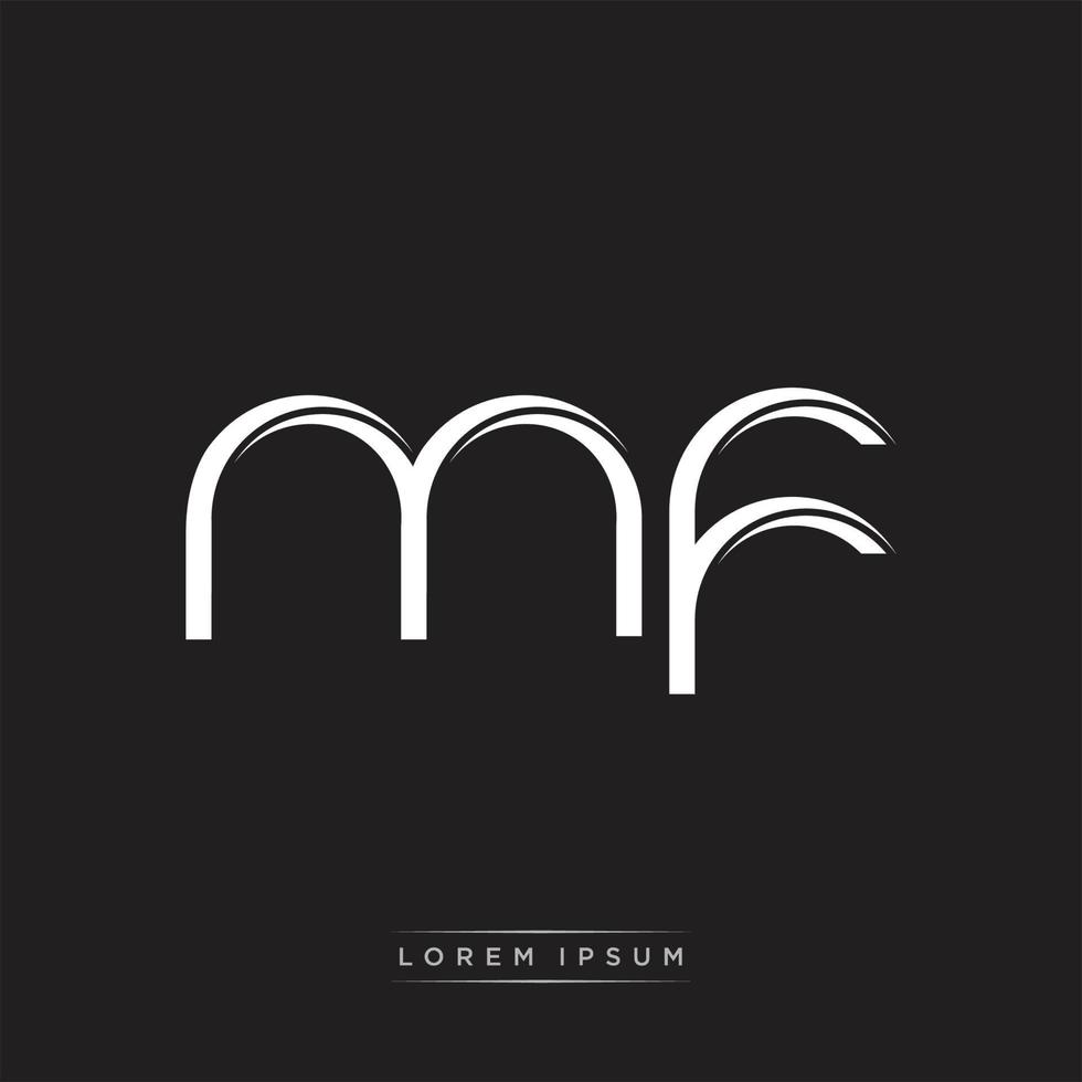 mf iniziale lettera Diviso minuscolo logo moderno monogramma modello isolato su nero bianca vettore