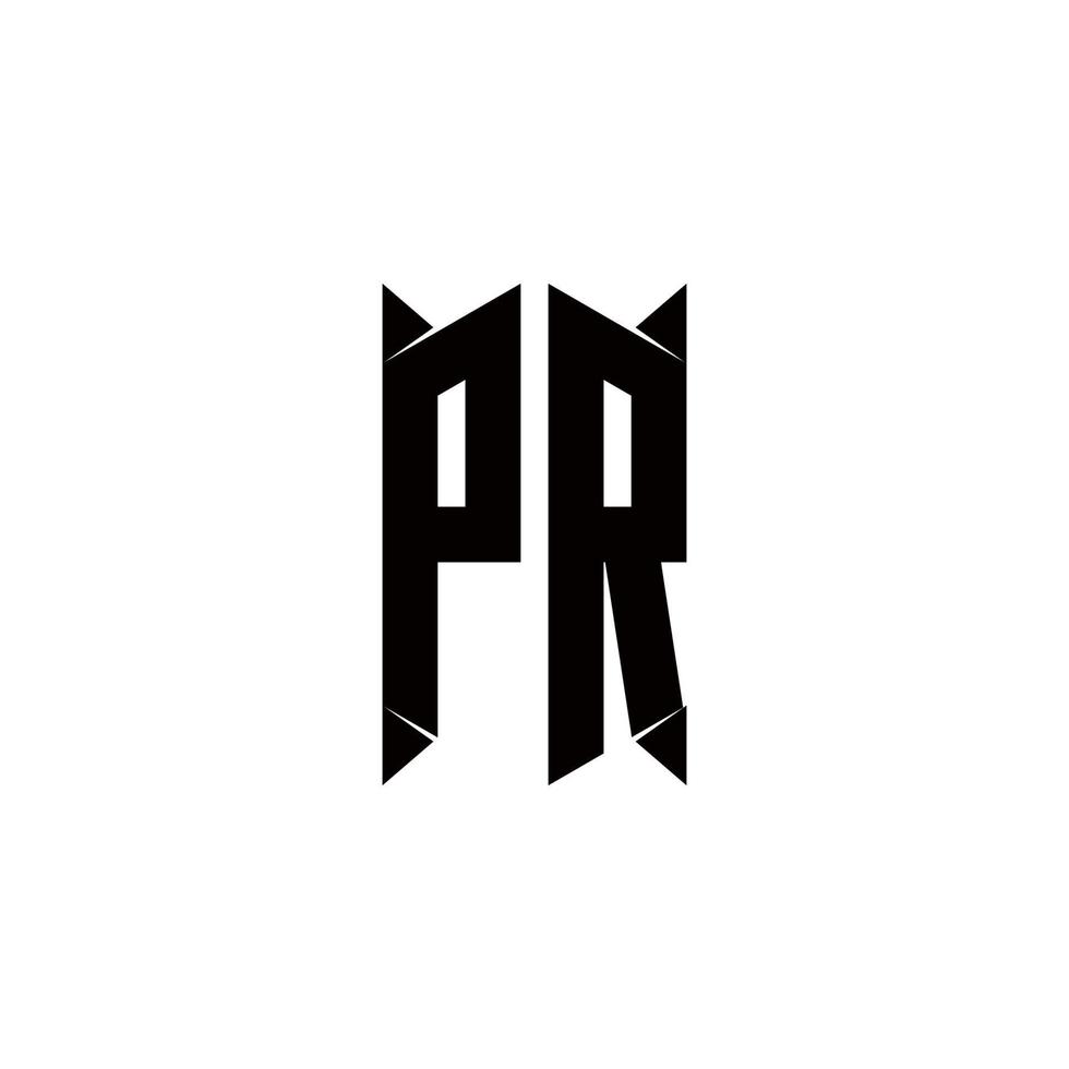 pr logo monogramma con scudo forma disegni modello vettore