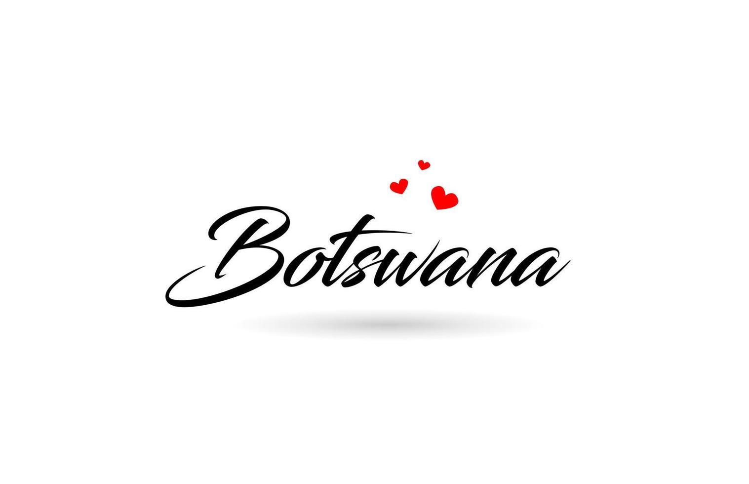 Botswana nome nazione parola con tre rosso amore cuore. creativo tipografia logo icona design vettore