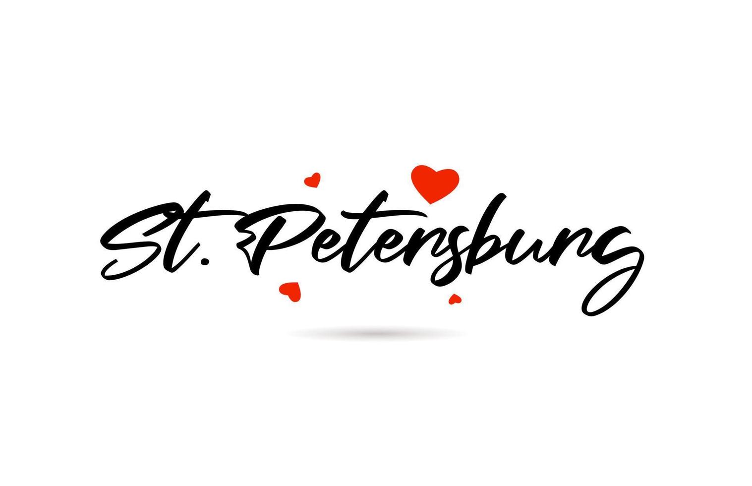 st. petersburg manoscritto città tipografia testo con amore cuore vettore