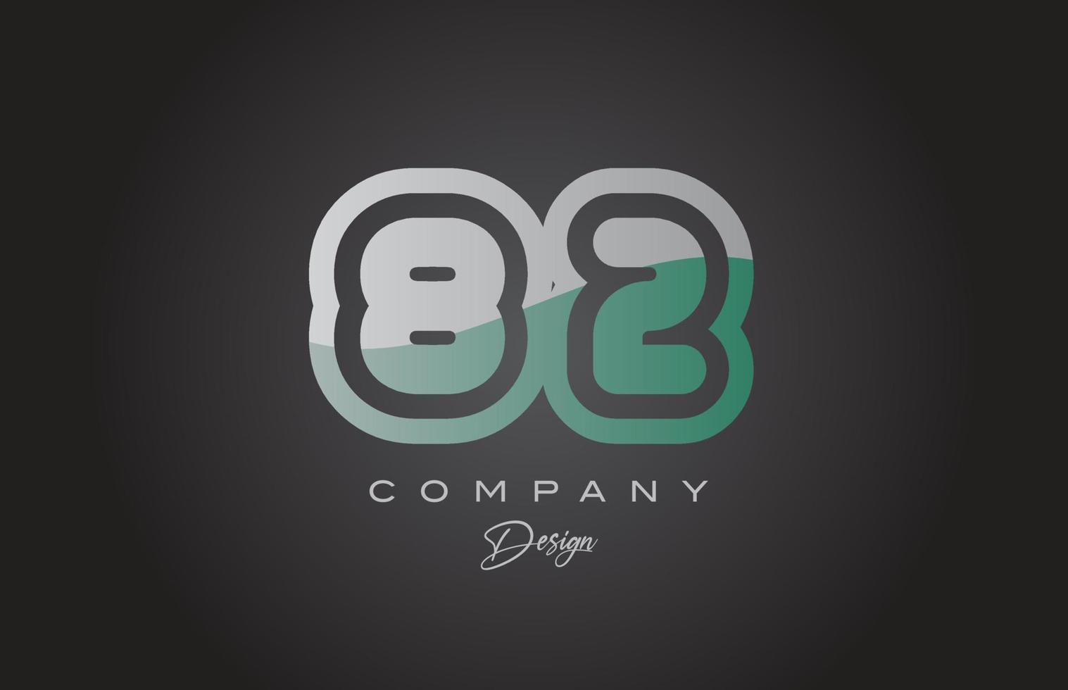 82 verde grigio numero logo icona design. creativo modello per azienda e attività commerciale vettore
