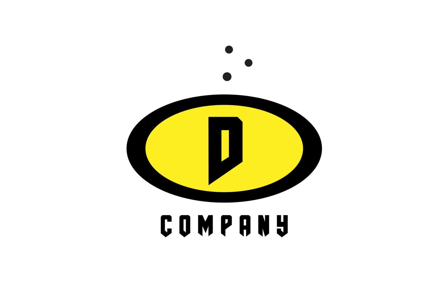 ellisse d alfabeto grassetto lettera logo con punti. creativo modello design per attività commerciale e azienda nel giallo e nero vettore