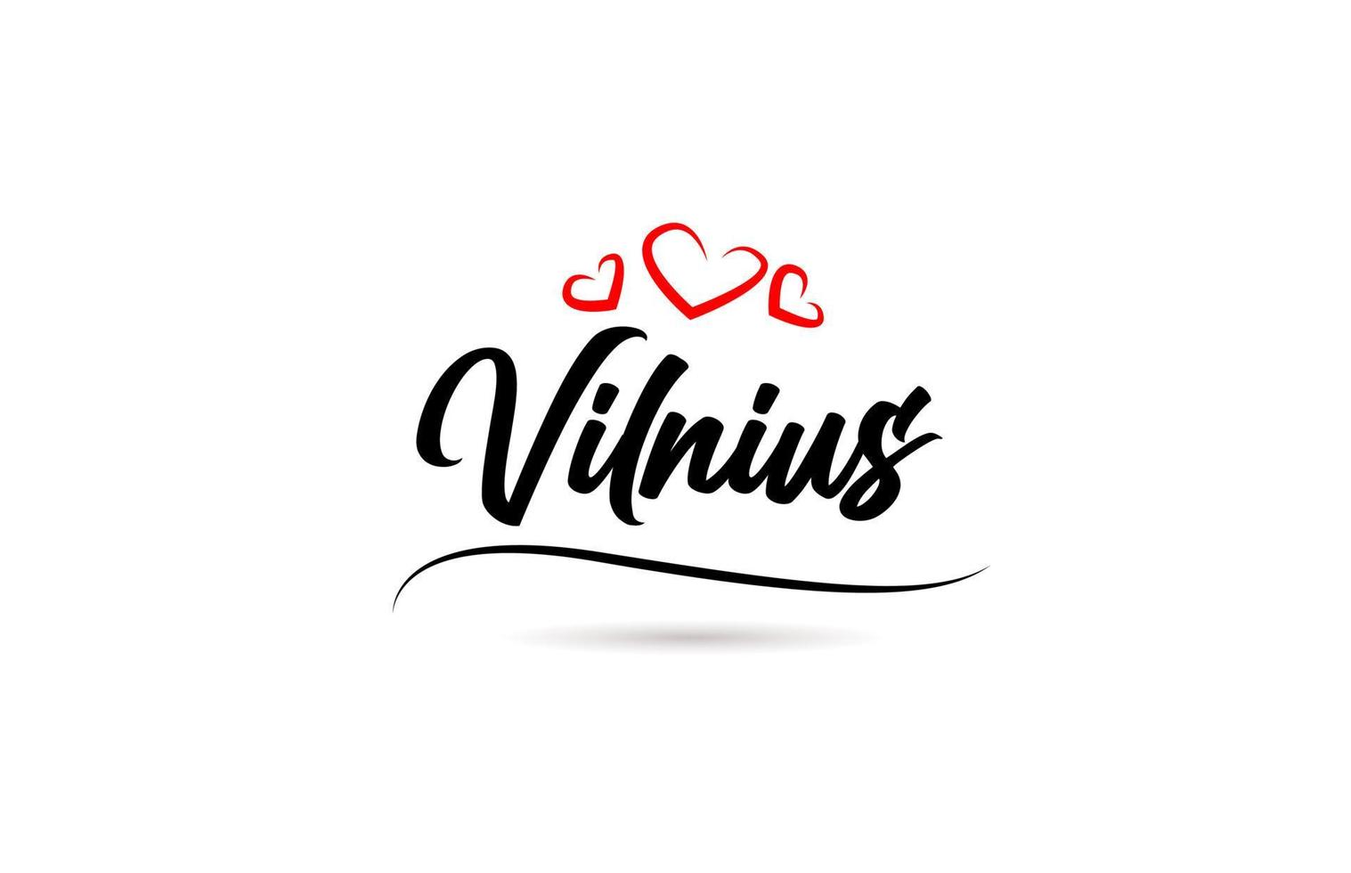 vilnius europeo città tipografia testo parola con amore. mano lettering stile. moderno calligrafia testo vettore