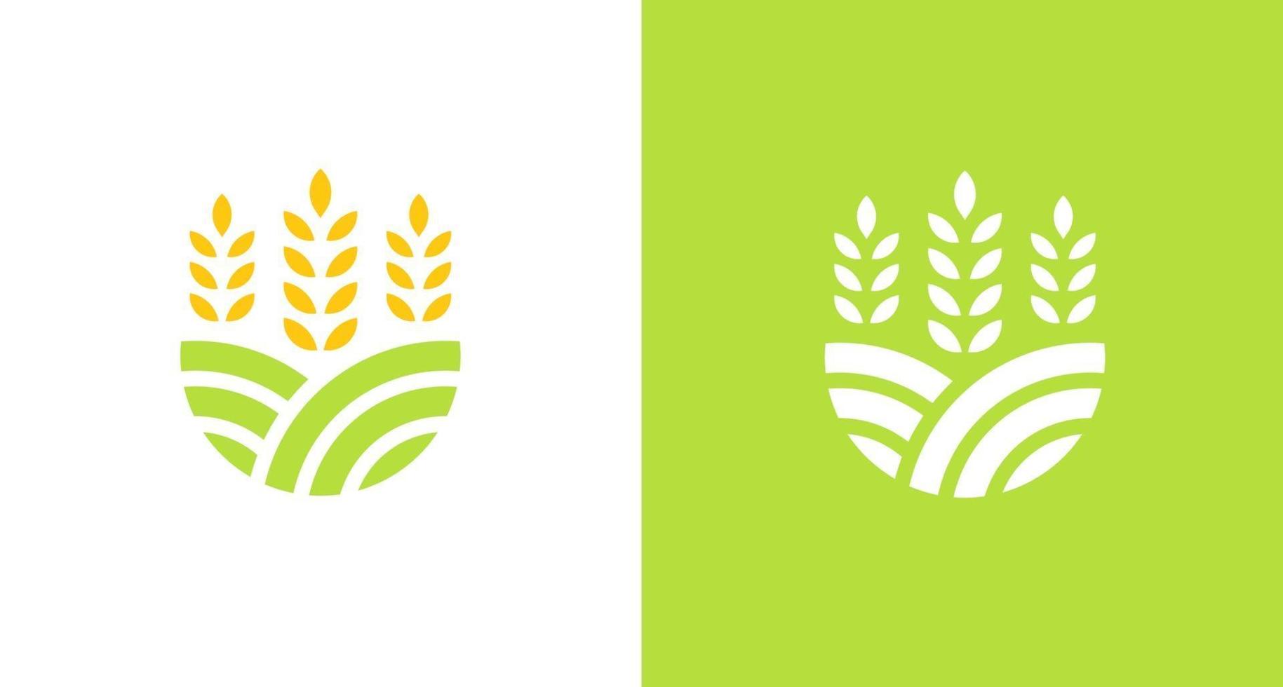 logo della terra di agricoltura naturale e biologica con elemento di foglie di piante di grano, semplice logo ambientale vettore