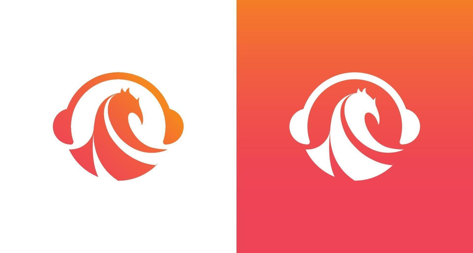 modello di vettore di logo di musica moderna phoenix, phoenix e icone delle cuffie logo