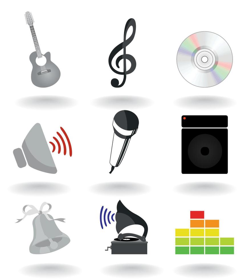 impostato di icone su un' tema musica. un' vettore illustrazione