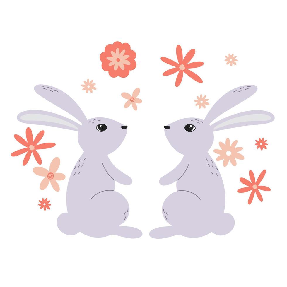 paio di carino conigli clip arte vettore