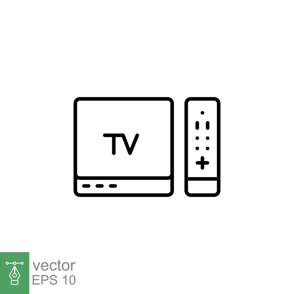 tv e a distanza icona. semplice schema stile per ragnatela modello e app. televisione, controllo, canale, tecnologia concetto. magro linea vettore illustrazione design su bianca sfondo. eps 10.