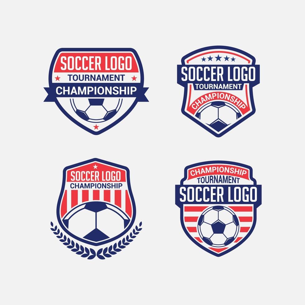 Insieme del modello di vettore di progettazione di logo distintivo di calcio