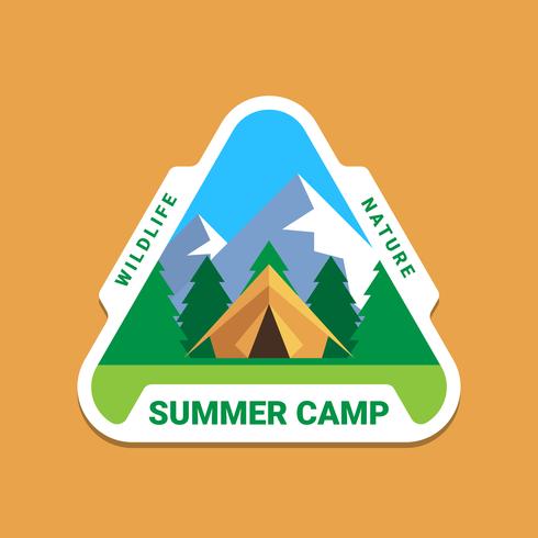 Camping Wilderness Adventure Badge Logo Design grafico vettore