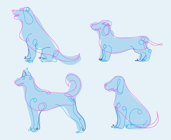 Illustrazione astratta disegnata a mano allineata cane vettore