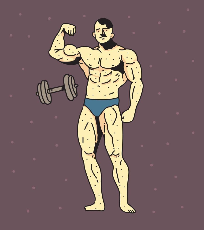 doodle di uomo muscolare. disegno dell'uomo del muscolo vettore