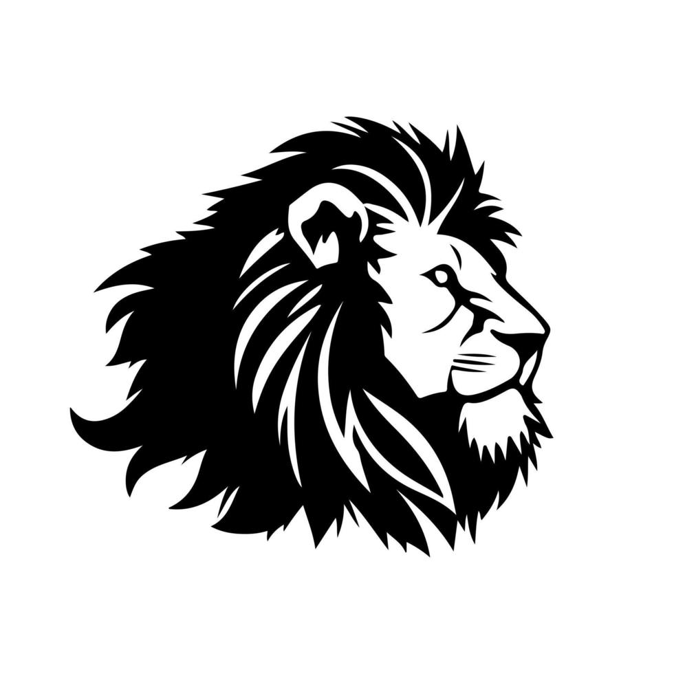 Leone testa viso logo silhouette nero icona tatuaggio portafortuna mano disegnato Leone re silhouette animale vettore illustrazione