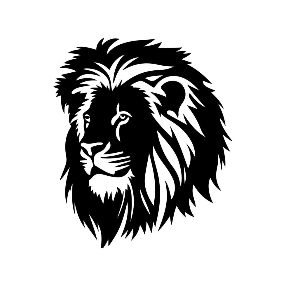 Leone testa viso logo silhouette nero icona tatuaggio portafortuna mano disegnato Leone re silhouette animale vettore illustrazione