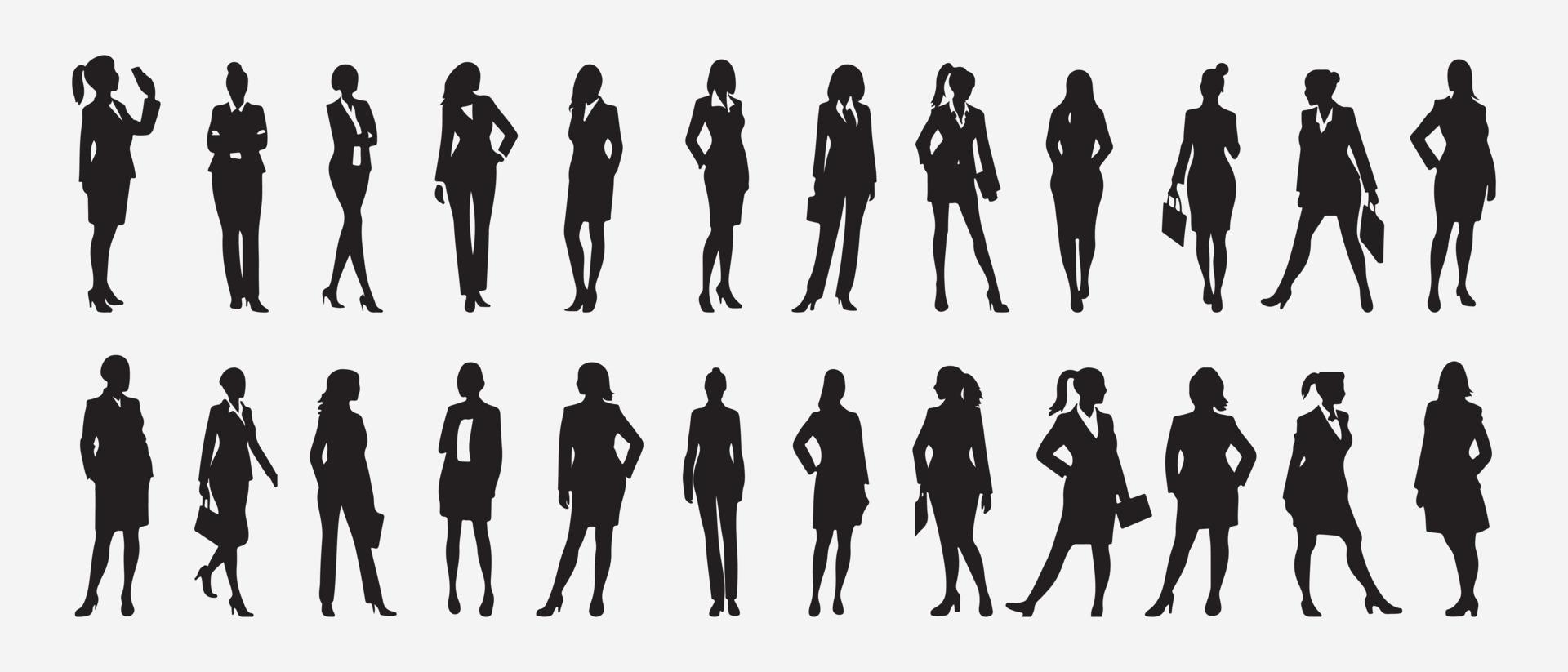 attività commerciale persone silhouette impostato attività commerciale uomo e donna sagome attività commerciale squadra incontro sfondo vettore illustrazione