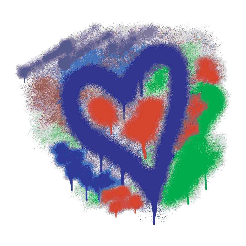 graffiti cuore icona con colorato spray dipingere vettore