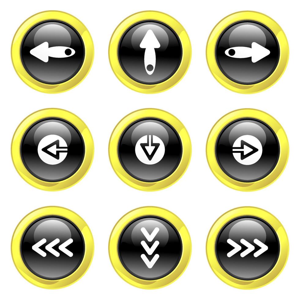 nero e oro lucido freccia pulsanti vettore