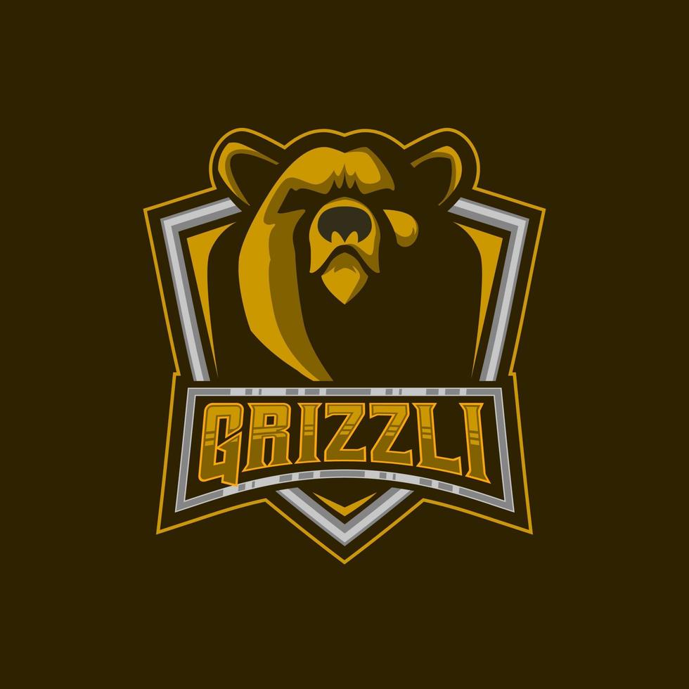 orso portafortuna logo. orso e-sportt logo design modello vettore illustrazione