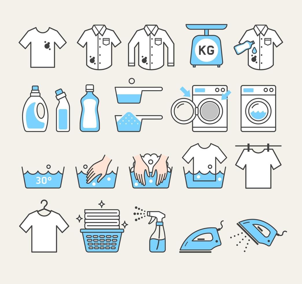 icone di servizio di lavanderia. illustrazioni vettoriali. vettore