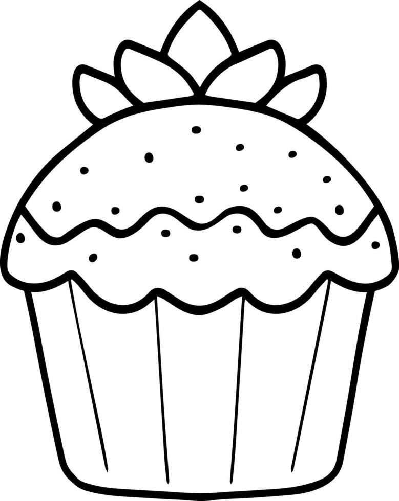 vettore illustrazione di un' cupcake. nero e bianca illustrazione. un idea per vacanza inviti, per colorazione libri, per cartoline, per un' libro di cucina, per figli di creatività.