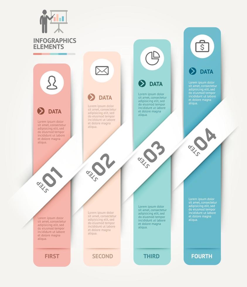 modello di elementi di infographics di affari. illustrazioni vettoriali. può essere utilizzato per il layout del flusso di lavoro, banner, diagramma, opzioni di numero, web design, modello di sequenza temporale. vettore