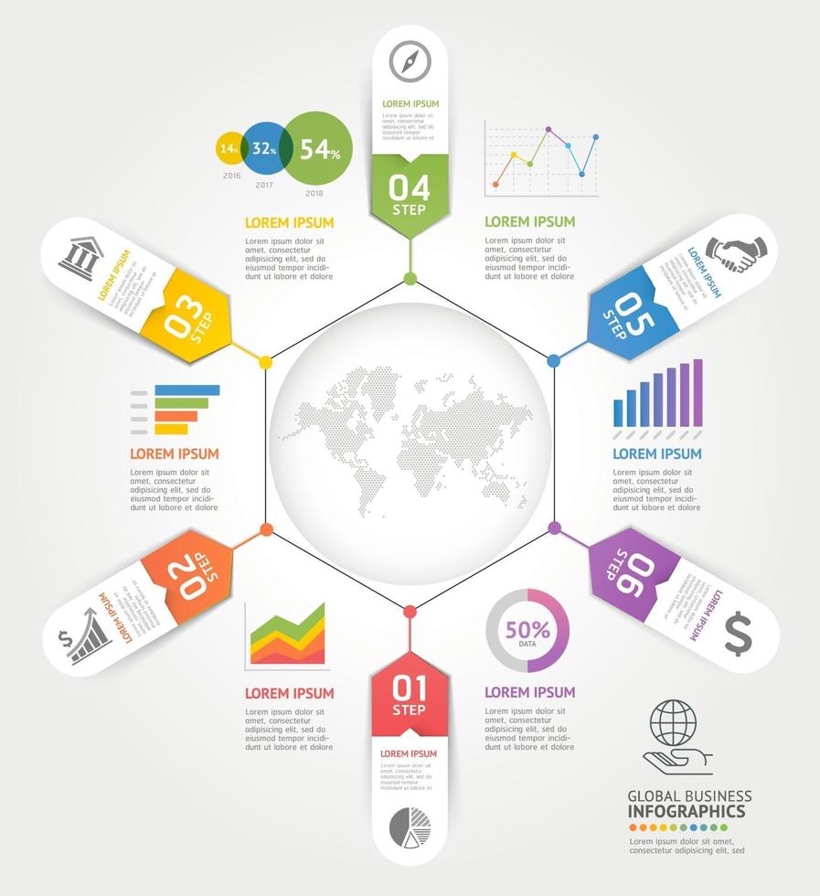 modello di elementi della cronologia aziendale. illustrazioni vettoriali. può essere utilizzato per il layout del flusso di lavoro, banner, diagramma, opzioni di numero, web design, modello di infografica. vettore