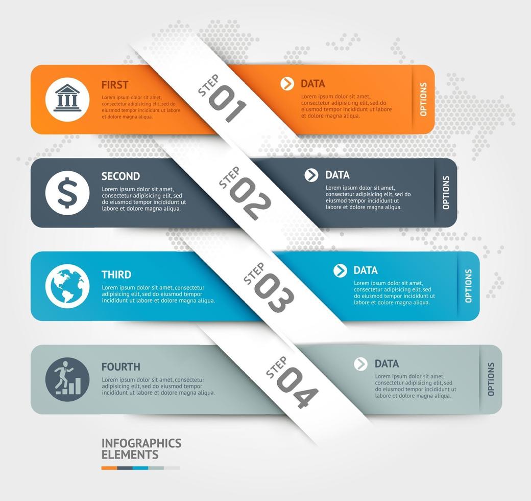 modello di elementi di infographics di affari. illustrazioni vettoriali. può essere utilizzato per il layout del flusso di lavoro, banner, diagramma, opzioni di numero, web design, modello di sequenza temporale. vettore